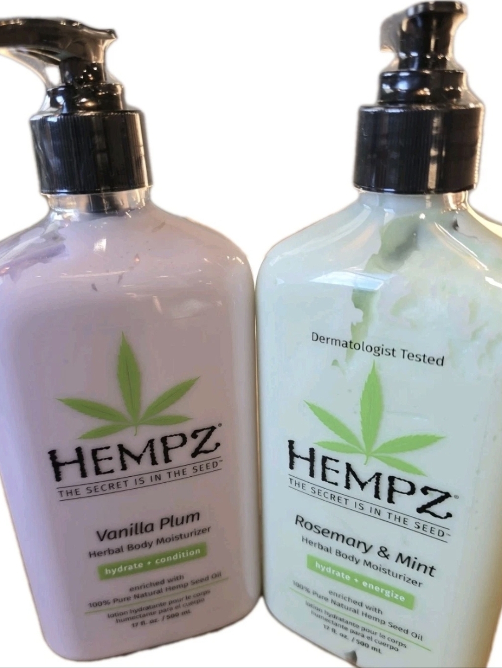 Hempz Lotion Bundle Vanilla Plum & Rosemary Mint 17oz Moisturizer Set
